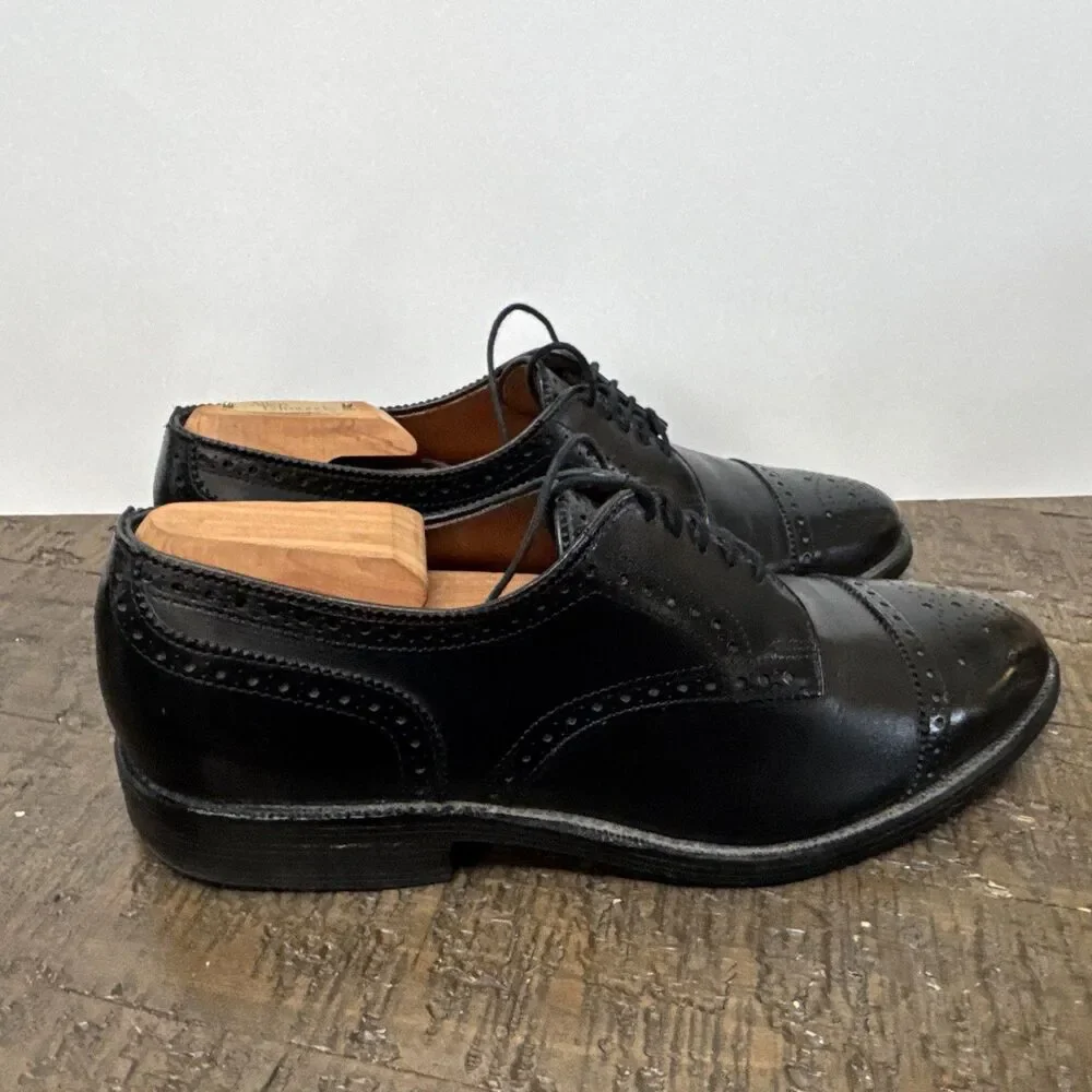 Allen Edmonds Sanford Black Wingtip Cap Toe Brogue Derby Shoes Mens Size 7.5 C
